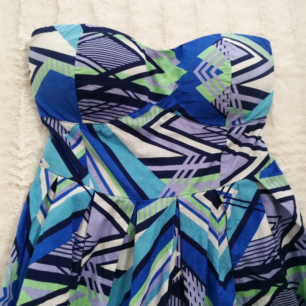 DEREK HEART Abstract Strapless Dress Size L Jr. - Picture 3 of 6